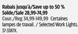 Canadian Tire Selected Work Lights offer