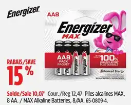 Canadian Tire ENERGIZER MAX Alkaline Batteries, 8/AA offer