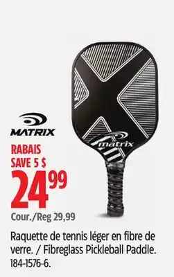 Canadian Tire Matrix Fibreglass Pickleball Paddle offer