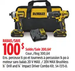 Canadian Tire DEWALT 20V MAX Brushless 1⁄2 Drill and 1⁄4 Impact Driver Combo Kit offer