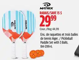 Canadian Tire Matrix Pickleball Paddle Set with 3 Balls offer