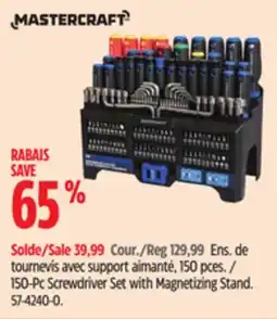 Canadian Tire Mastercraft 150-Pc Screwdriver Set with Magnetizing Stand offer