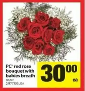 Real Canadian Superstore PC red rose bouquet with babies breath offer