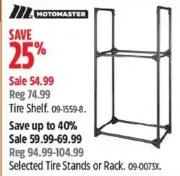 Canadian Tire Motomaster tire shelf offer