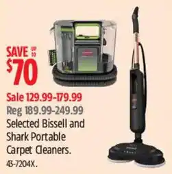 Canadian Tire Selected Bissell and Shark Portable Carpet Cleaners offer