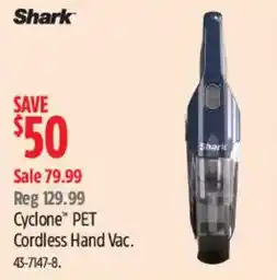 Canadian Tire Shark Cyclone PET Cordless Hand Vac. offer