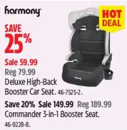 Canadian Tire Harmony deluxe high-back booster car seat offer