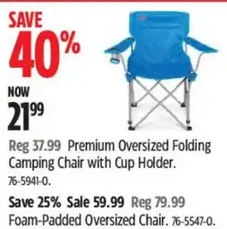 Canadian Tire Premium Oversized Folding Camping Chair with Cup Holder offer