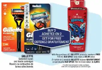 Jean Coutu Gillette selected razors and blade cartridges offer