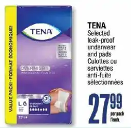 Jean Coutu Tena selected leak-proof underwear and pads offer