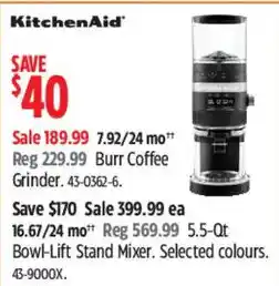 Canadian Tire KitchenAid Burr Coffee Grinder offer