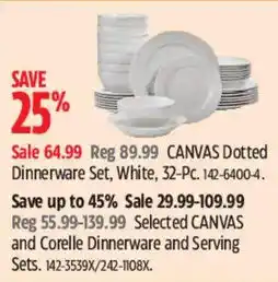 Canadian Tire Canvas dotted dinnerware set white 32-pc offer