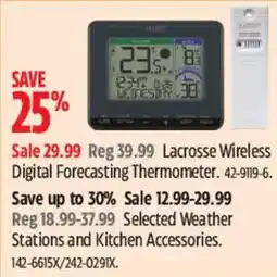 Canadian Tire Lacrosse Wireless Digital Forecasting Thermometer offer