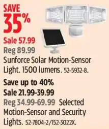 Canadian Tire Sunforce Solar Motion-Sensor Light offer