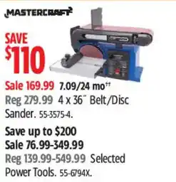 Canadian Tire Mastercraft belt/disc sander offer