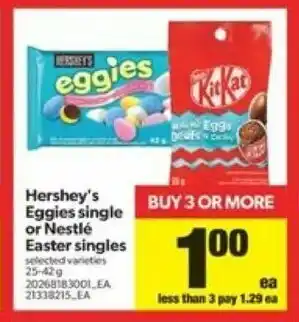 Real Canadian Superstore Hershey's eggies single or nestlé easter singles offer