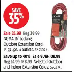 Canadian Tire Noma 16' Locking Outdoor Extension Cord offer
