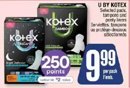 Jean Coutu U by Kotex selected pads, tampons and panty liners offer