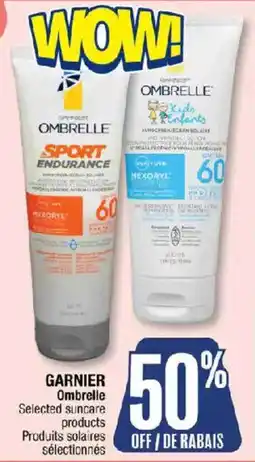 Jean Coutu Garnier Ombrelle selected sun care products offer