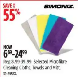 Canadian Tire Simoniz selected microfibre cleaning cloths towels and mitt offer