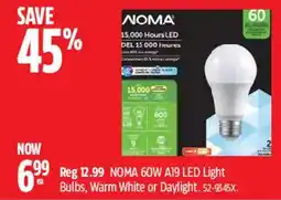 Canadian Tire Noma 60w a19 led light bulbs offer
