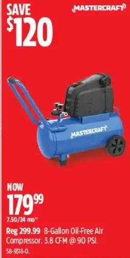 Canadian Tire Mastercraft 8-Gallon Oil-Free Air Compressor offer