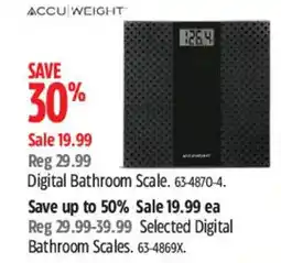 Canadian Tire Accu Weight digital bathroom scale offer