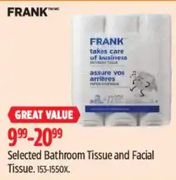 Canadian Tire Frank selected bathroom tissue and facial tissue offer