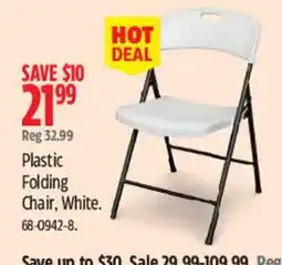 Canadian Tire Plastic Folding Chair, White offer