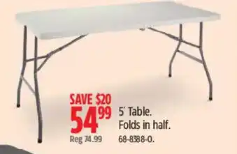 Canadian Tire 5' Table offer