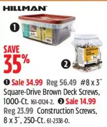 Canadian Tire Hillman Square-Drive Brown Deck Screws offer