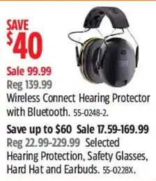 Canadian Tire 3m wireless connect hearing protector with bluetooth offer