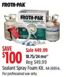 Canadian Tire Froth-pak sealant spray foam kit offer