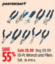 Canadian Tire Mastercraft 10-Pc Wrench and Pliers Set offer