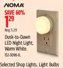 Canadian Tire Noma dusk-to-dawn led night light warm white offer
