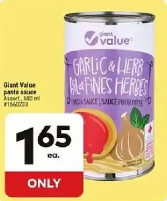 Giant Value pasta sauce