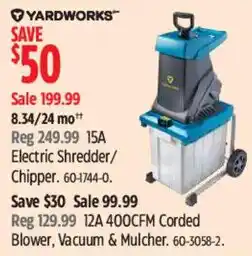 Canadian Tire Yardworks 15A Electric Shredder/Chipper offer