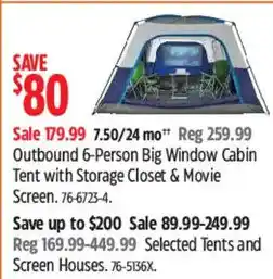 Canadian Tire Outbound 6-Person Big Window Cabin Tent with Storage Closet & Movie Screen offer