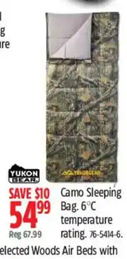 Canadian Tire Yukon Camo Sleeping Bag offer