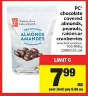 Real Canadian Superstore PC chocolate covered almonds offer