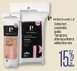 Jean Coutu Personnelle selected cosmetic pads offer
