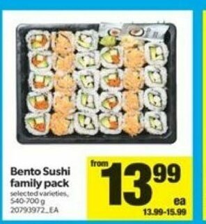 Real Canadian Superstore Bento sushi family pack offer