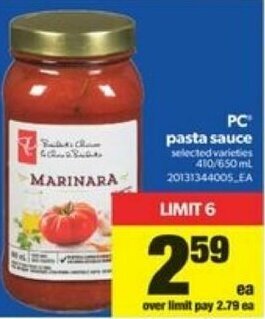Real Canadian Superstore PC pasta sauce offer