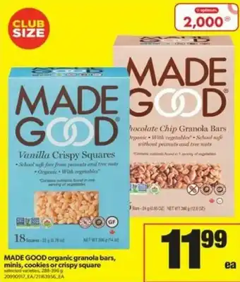 Real Canadian Superstore MADE GOOD organic granola bars offer