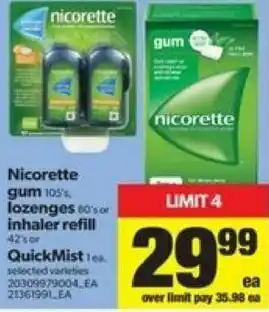 Real Canadian Superstore Nicorette gum lozenges inhaler refill offer