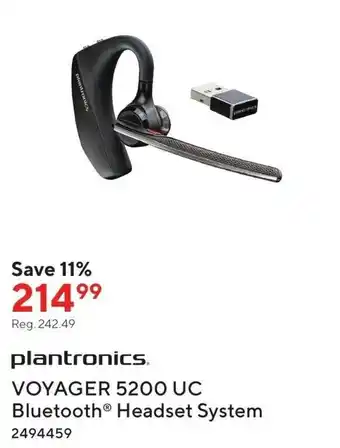Staples VOYAGER 5200 UC bluetooth headset system offer
