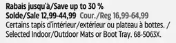 Canadian Tire Selected Indoor/Outdoor Mats or Boot Tray offer