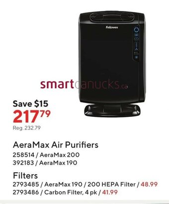 Staples AeraMax Air Purifiers offer