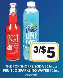 Colemans The Pop Shoppe Soda or Fruit2O Sparkling Water offer