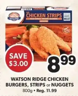 Colemans Watson ridge chicken burgers, strips or nuggets offer